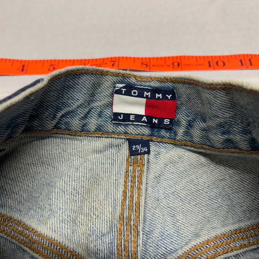 Vintage Tommy Hilfiger Carpenter Jeans Mens 29x34 Light Wash Baggy Denim Blue - Picture 5 of 10